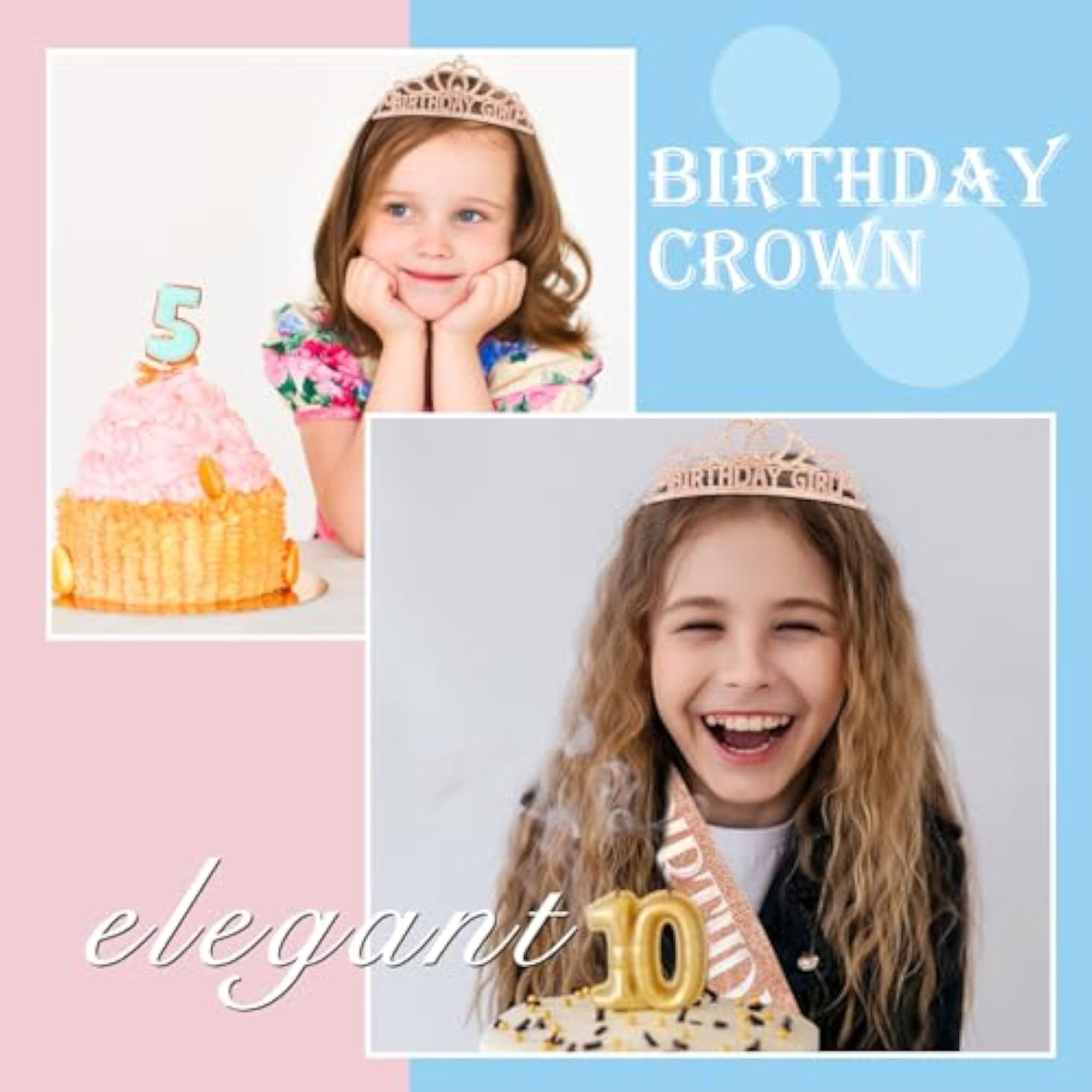 Birthday Sash and Crown for Women, Rhinestone Hair Accessories